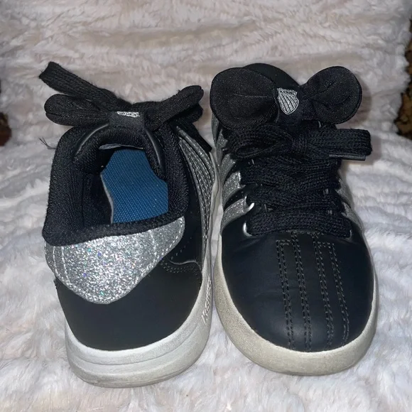 little girls, black and silver glitter k-swiss with
